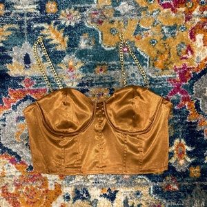 SHEIN Corset Top with Gold Chain Straps
